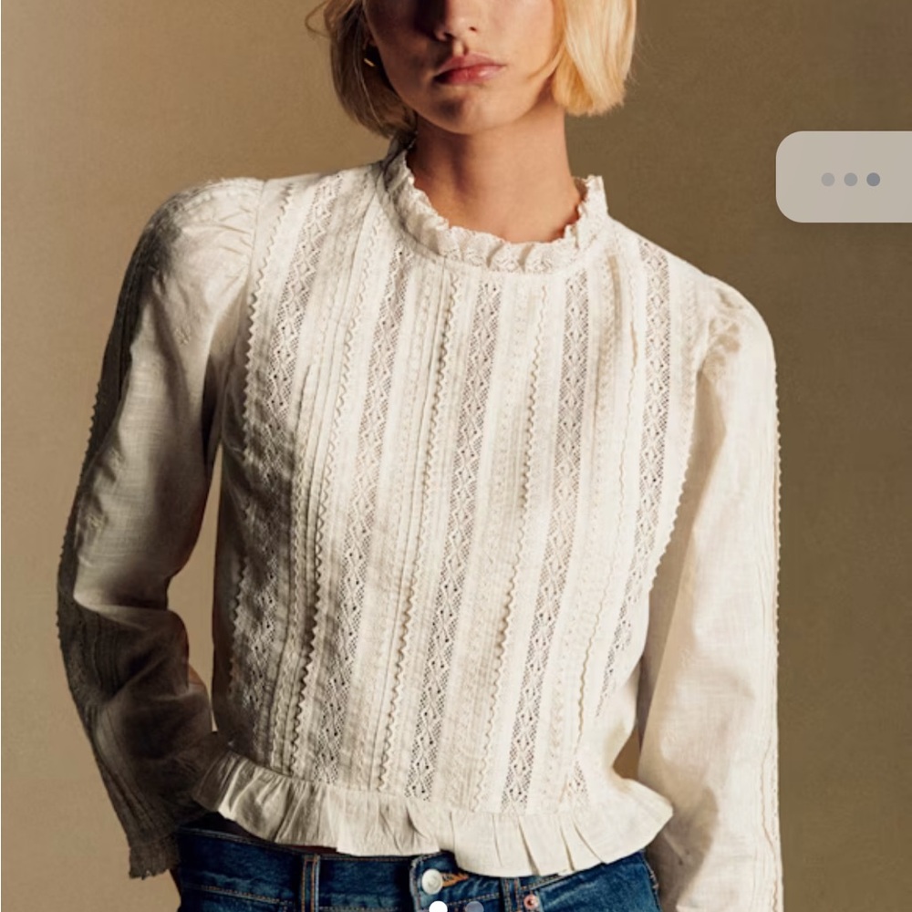 Sezane Cream Lace Blouse - SIZE 36
